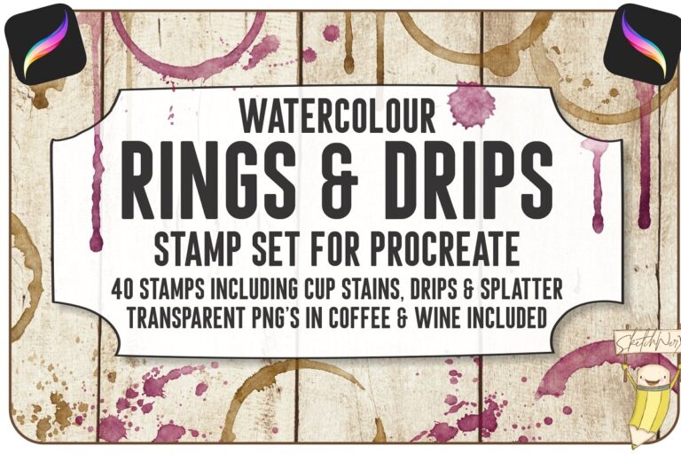 دانلود Watercolour Rings & Drips - Procreate