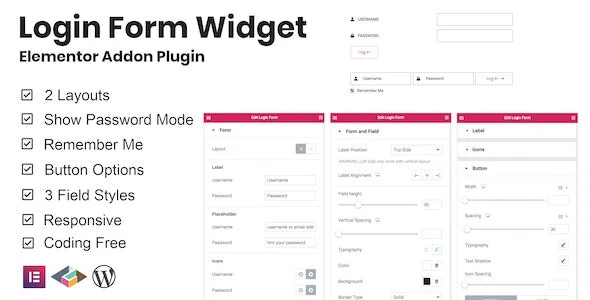 دانلود افزونه Login Form Widget برای المنتور