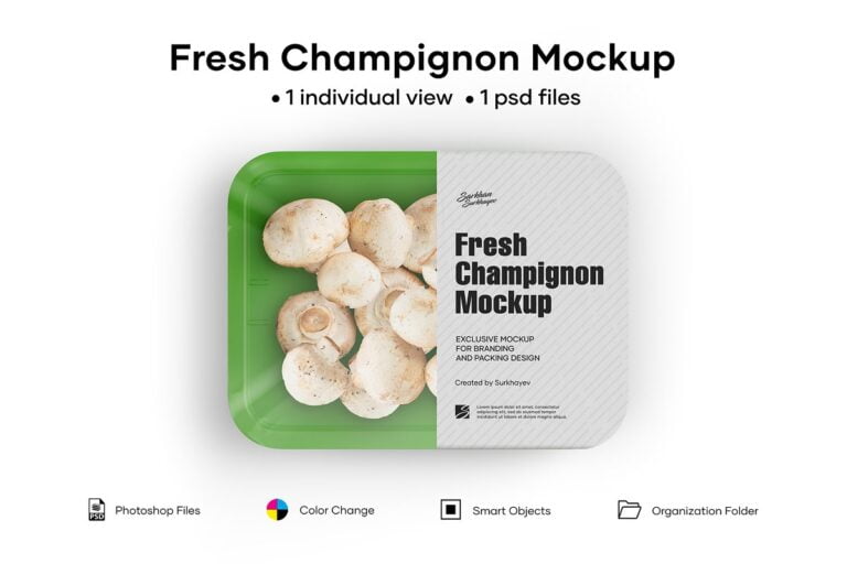 دانلود طرح Plastic Tray With Champignon Mockup