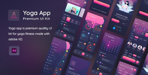 دانلود طرح رابط کاربری اپلیکیشن Yogaa App برای Adobe XD