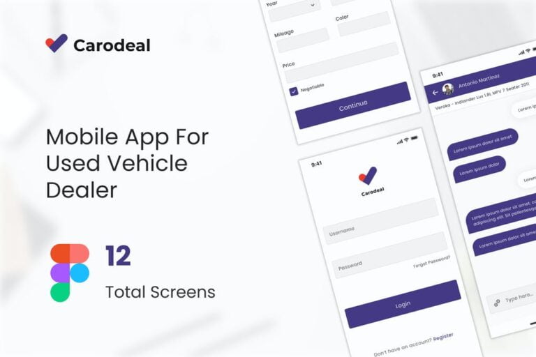 دانلود طرح رابط کاربری اپلیکیشن معاملات خودرو Carodeal