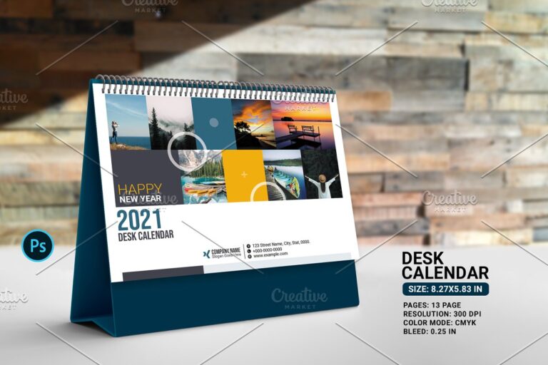دانلود طرح تقویم رومیزی Desk Calendar 2021 V03