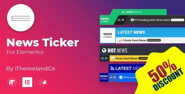 دانلود افزونه News Ticker برای المنتور
