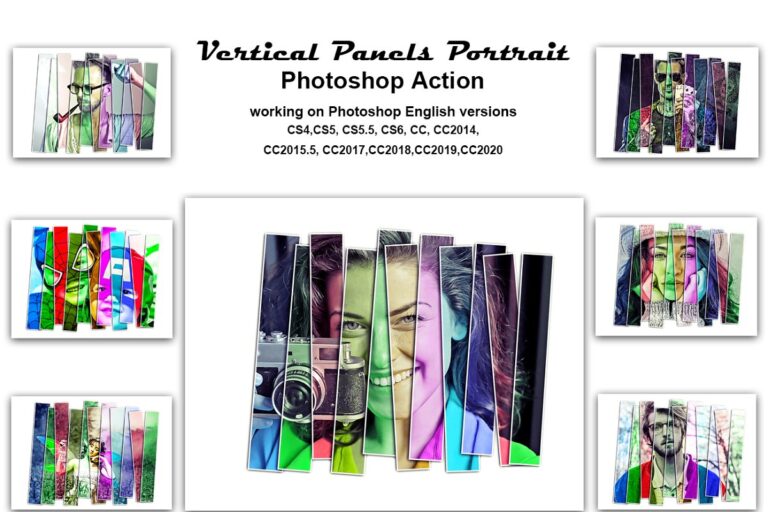 دانلود اکشن فتوشاپ Vertical Panels Portrait