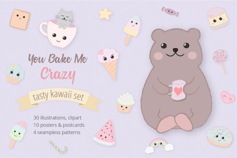 دانلود Sweet Kawaii Cake Set - طرح کاوایی