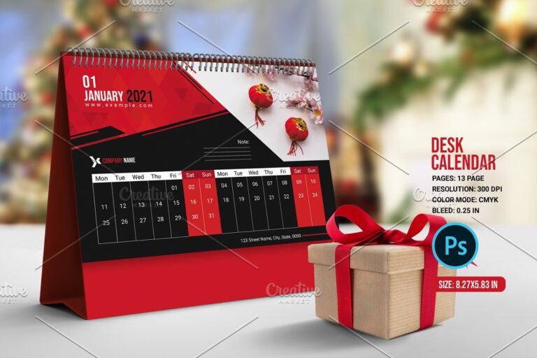 دانلود طرح تقویم رومیزی Desk Calendar 2021 V01