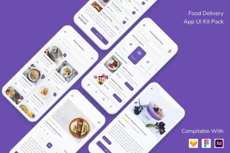 دانلود کیت رابط کاربری اپلیکیشن Food Delivery