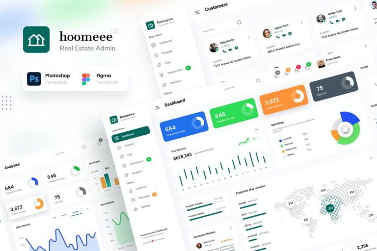 دانلود طرح لایه باز داشبورد مدیریت Hoomeee