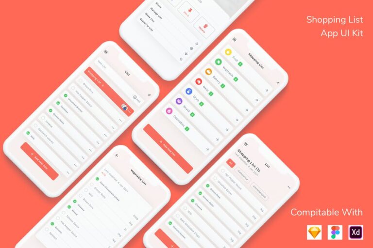 دانلود طرح کیت ui اپلیکیشن لیست خرید Shopping List