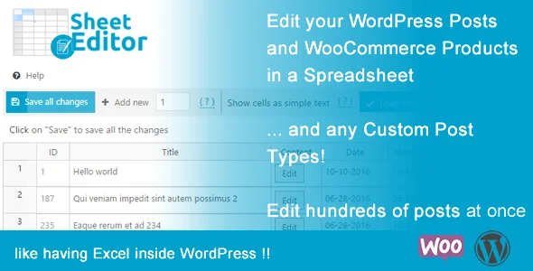 دانلود افزونه WP Sheet Editor Post Types Premium
