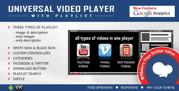 دانلود افزونه Universal Video Player برای دابلیو پی بیکری پیج بیلدر