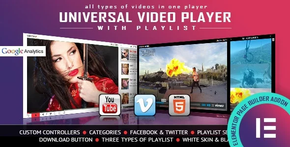 دانلود افزونه Universal Video Player برای المنتور