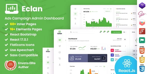 دانلود قالب React داشبورد مدیریتی Eclan
