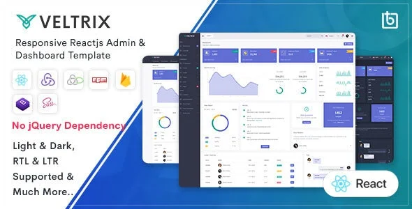 دانلود قالب React Js داشبورد مدیریتی Veltrix
