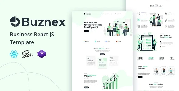 دانلود قالب React JS شرکتی Buznex