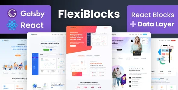 دانلود قالب React Gatsby صفحه فرود FlexiBlocks