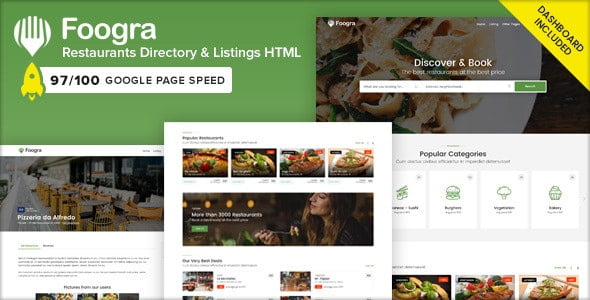 دانلود قالب HTML دایرکتوری رستوران Foogra