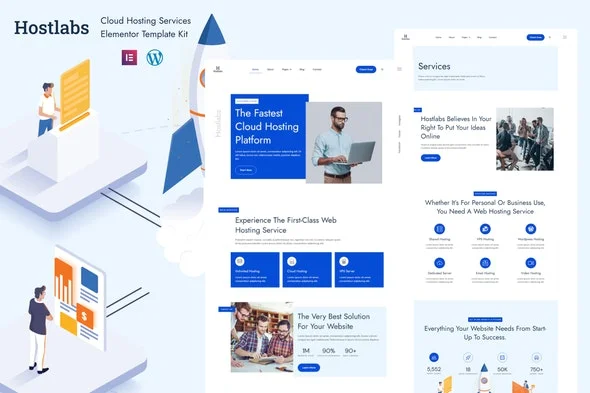 دانلود کیت تمپلیت المنتور هاستینگ و خدمات ابری Hostlabs