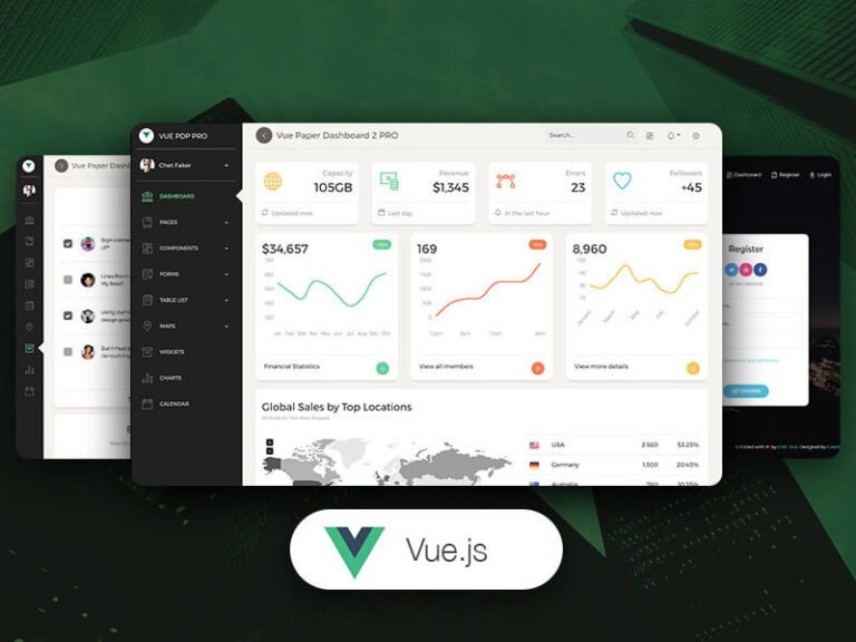 دانلود قالب مدیریتی بوت استرپ Vue Paper Dashboard 2 PRO