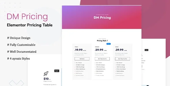 دانلود افزونه جدول قیمتگذاری DM Pricing برای المنتور
