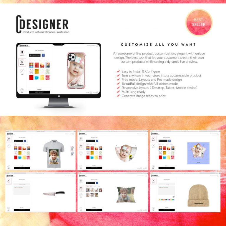 دانلود ماژول Product Customization Designer برای پرستاشاپ