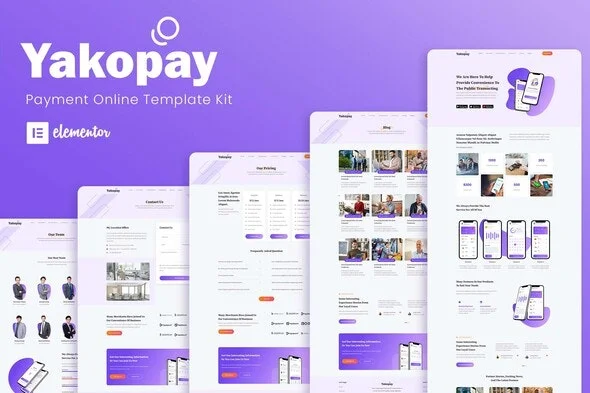 دانلود کیت تمپلیت المنتور سایت پرداخت آنلاین Yakopay