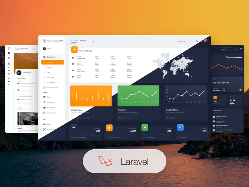دانلود قالب داشبورد Material Dashboard 2 Pro Laravel