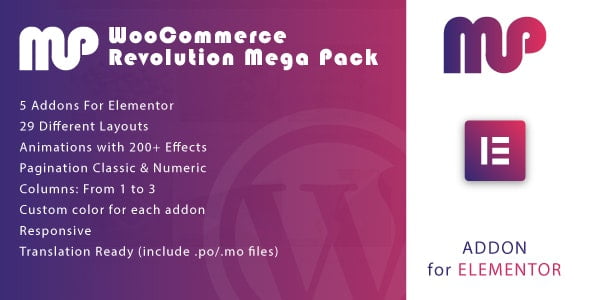 دانلود افزونه WooCommerce Revolution Mega Pack برای المنتور