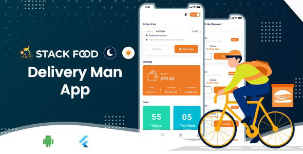 دانلود اپلیکیشن فلاتر StackFood Delivery Man