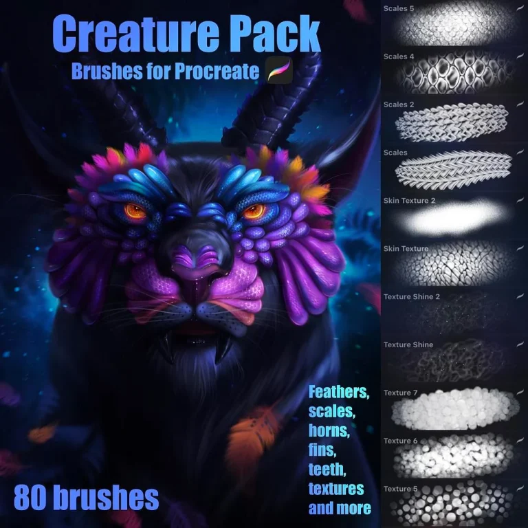دانلود پک براش طراحی حیوانات و موجودات تخیلی و فانتزی Creature Brushes برای پروکریت