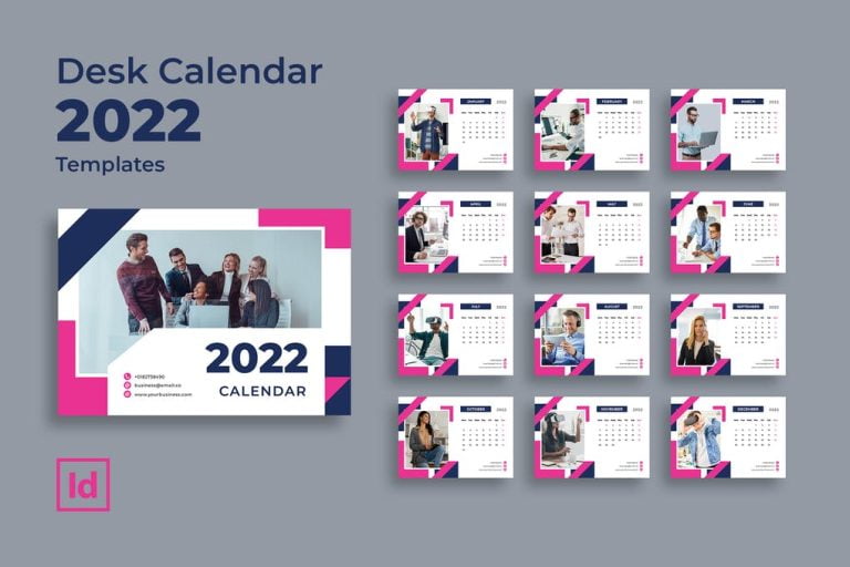 دانلود طرح لایه باز تقویم رومیزی سال 2022