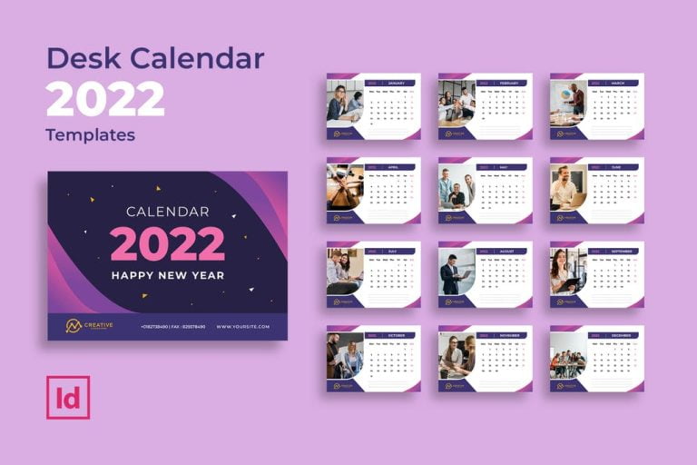 دانلود طرح تقویم رومیزی سال 2022 برای ایندیزاین