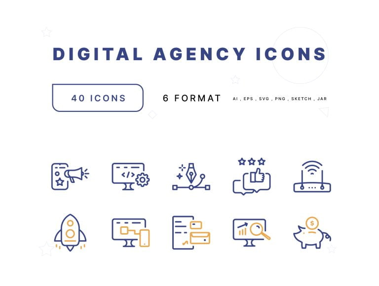 دانلود مجموعه آیکن Digital Agency Startup Icons