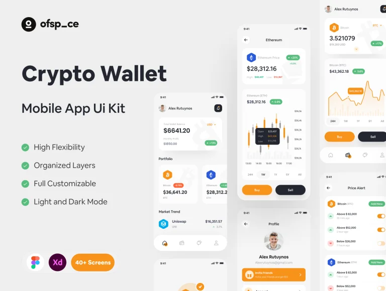 دانلود مجموعه طرح رابط کاربری Crypto Wallet App