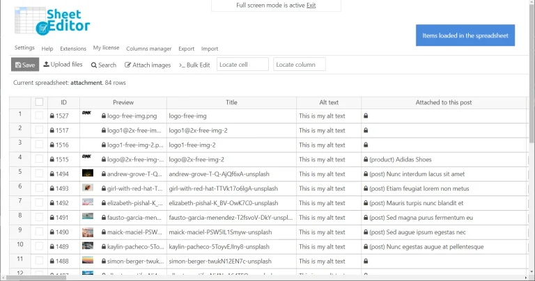 دانلود افزونه WPSheetEditor Bulk Edit Files WP Media library Spreadsheet