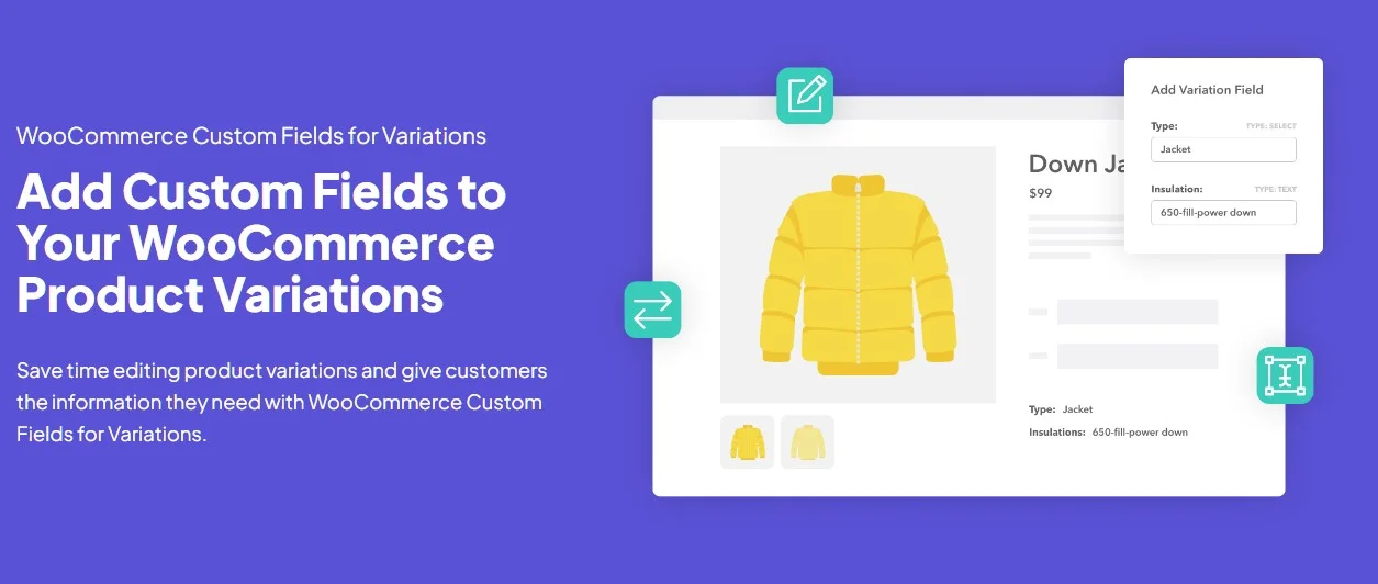 دانلود افزونه Iconic WooCommerce Custom Fields for Variations