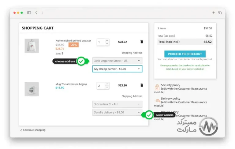 دانلود افزونه Multi shipping cart برای پرستاشاپ