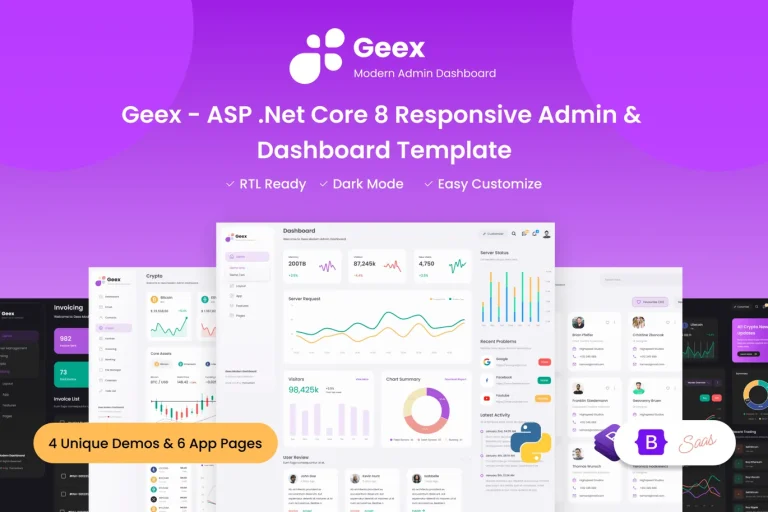 دانلود قالب داشبورد مدیریتی Geex ASP .Net Core