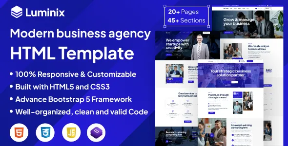 دانلود Luminix لومینیکس قالب HTML5 شرکتی