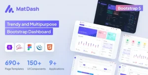 دانلود قالب مدیریت MatDash Bootstrap