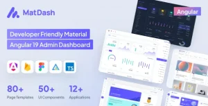 دانلود قالب مدیریت و ادمین MatDash Material Angular
