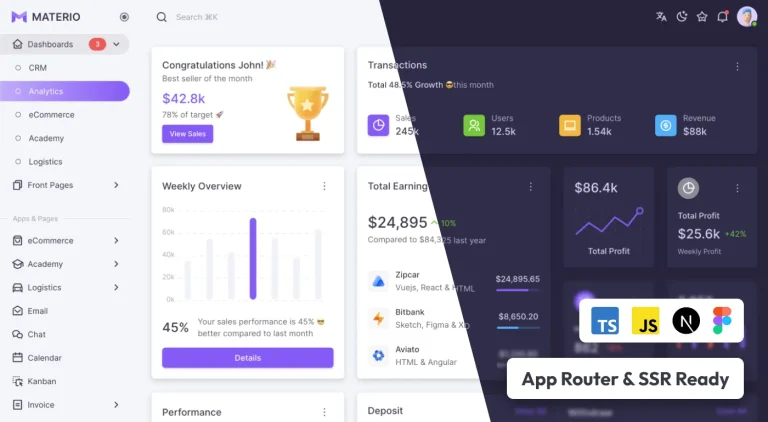 دانلود قالب مدیریتی Materio Next.js