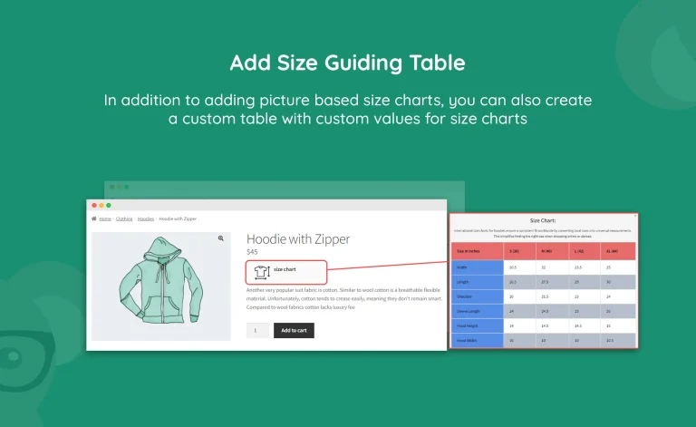 دانلود افزونه Size Chart for WooCommerce جدول سایز ووکامرس