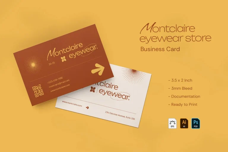 طرح کارت ویزیت عینک طبی و آفتابی Montclaire Eyewear Store