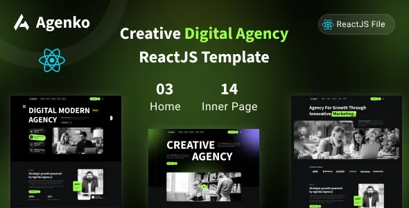 دانلود Agenko ReactJS قالب سایت شرکتی خلاقانه