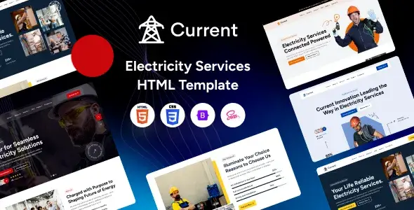 دانلود قالب اچ تی ام ال خدمات الکتریکی Current