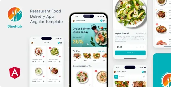 دانلود DineHub قالب موبایلی انگولار و لاراول دلیوری غذا