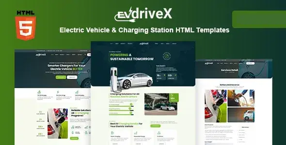 دانلود قالب HTML خودرو برقی EVdriveX