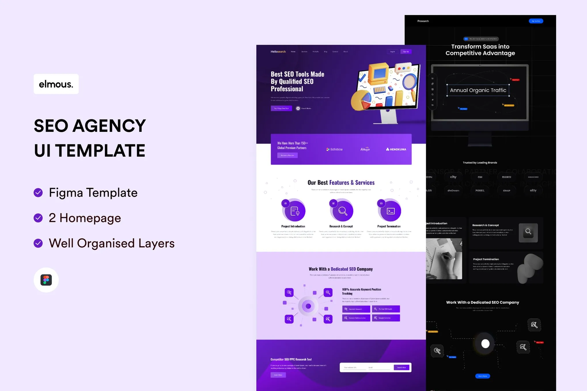 دانلود SEO Agency Figma UI Design قالب فیگما سایت خدمات سئو