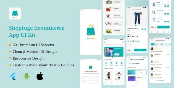 دانلود کیت رابط کاربری فلاتر اپلیکیشن فروشگاهی Shopfuge